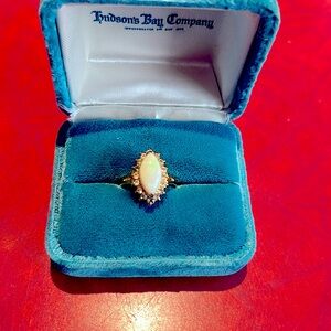 Vintage KAOS 18 HGE Opal Cocktail Ring with Rhinestones + Pendant
